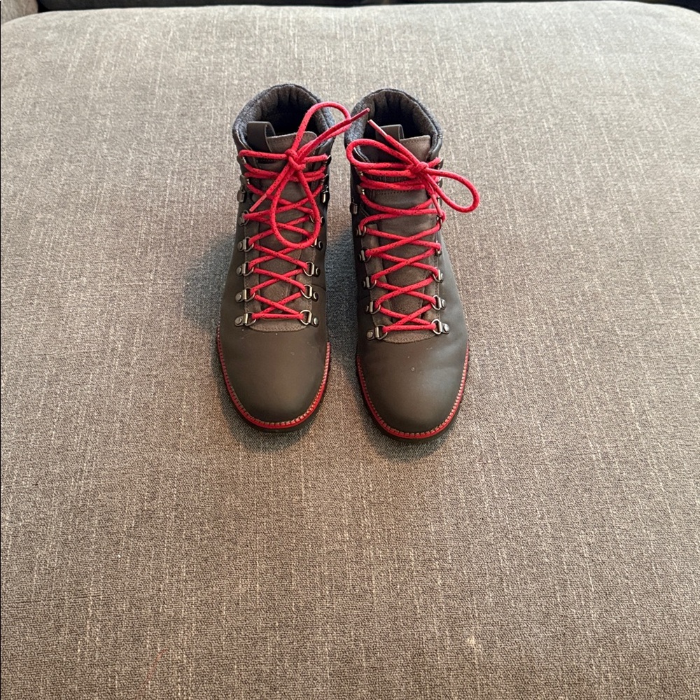 Grey Cole Haan Chukka Boots with Red Laces
